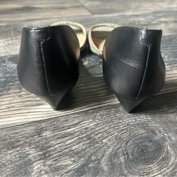 Nine West Women's Black and Cream Peep Toe Flats Size 7.5 - Picture 4 of 9